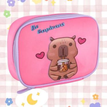 Imagem de Estojo Box Escolar Penal Capivara Capacidade Grande 2026 - Yepp, Rosa 