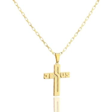 Imagem de Cordão Crucifixo Banhado A Ouro 24K Masculino