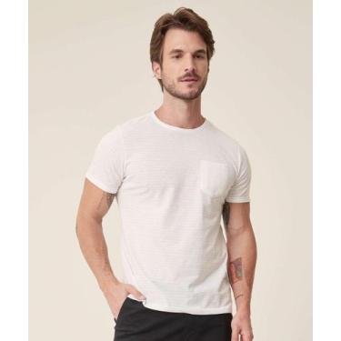 Imagem de Camiseta Masculina Textura Bolso Manga Curta MR-87340, Branco, GG