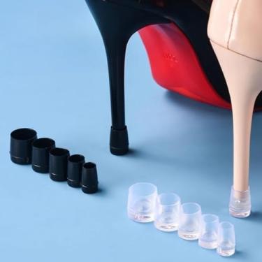 Imagem de 4 peças de protetor de salto alto silenciador antiderrapante vestível à prova de choque acessórios, 4 peças - transparente 1,2 cm, 7mm
