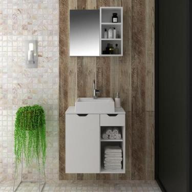 Imagem de Conjunto Banheiro Gabinete e Espelheira Branco - Tecno - Tecno Mobile