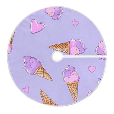 Imagem de Wassud Saia para árvore de Natal com laços seguros, casquinhas de sorvete, tapete festivo de árvore de Natal para festas de ano novo, decoração de casa