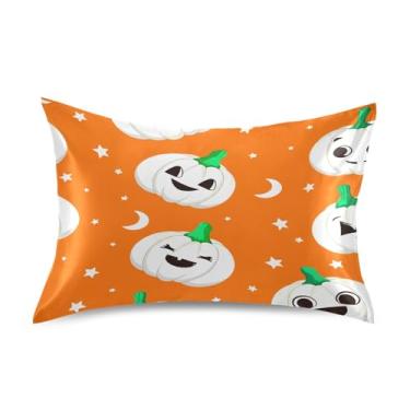 Imagem de Wassud Linda fronha de cetim de abóbora branca para cabelo e pele fronhas de seda lisa king size respiráveis com fecho de envelope