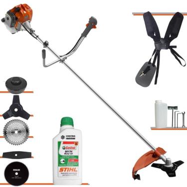 Imagem de Roçadeira Completa Tekna RL430ACNTK À Gasolina 43cc 1,7HP 9.000rpm Com Carretel Nylon + Lâminas Facão, 3 Pontas, 40 Dentes, 80 Dentes + ÓLEO STIHL