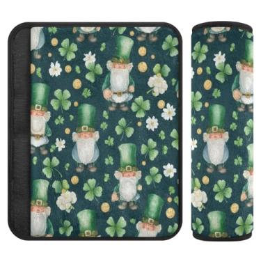 Imagem de Burbuja Capa para cinto de segurança de carro St. Patrick Gnome Clover Protetor de cinto de segurança de carro macio confortável para alça de ombro de assento de carro, 1 par médio
