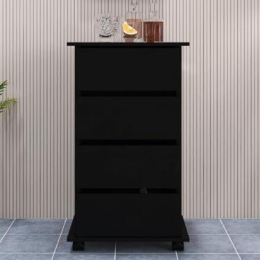 Imagem de Um gaveteiro versátil de quatro rodas, com rodinhas, adequado para escritórios e quartos(PRETO)