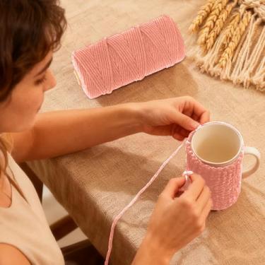 Imagem de Fio de algodão, corda artesanal macia para macramé, projetos de bricolage e muito mais, perfeita para pendurar na parede e decoração de casa