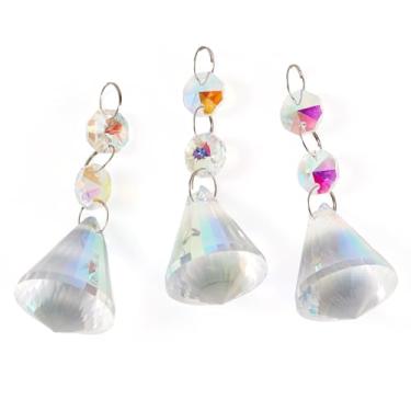 Imagem de Pingente de prisma de diamante de cristal transparente para pendurar 3 peças para decoração de casa, janela interna, exterior, jardim, escritório, carro