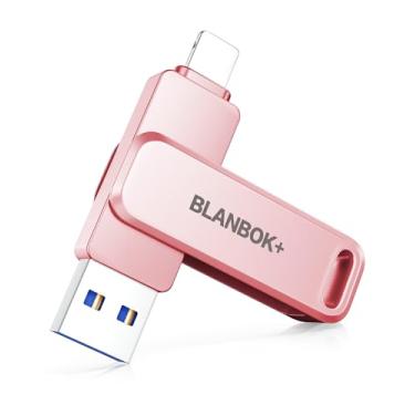 Imagem de Flash Drive de 256 GB para cartão de foto de telefone, pen drive USB para fotos e vídeos (rosa claro)