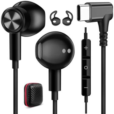 Imagem de iMangoo Fones de ouvido USBC com fio, plugue angular de 90° USB C, fones de ouvido com fio magnético, fones de ouvido com fio para Apple iPhone 17 16 15 Air para Samsung Galaxy S25 Ultra Pixel Android