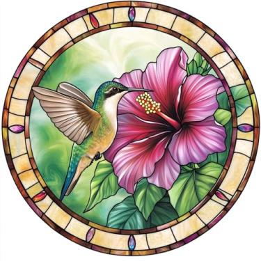 Imagem de Apanhador solar de acrílico colorido, decoração de janela suspensa de beija-flor, arte de parede de arco-íris, para sala de estar, quarto, varanda, decoração de jardim interno e externo 19 x 19 cm