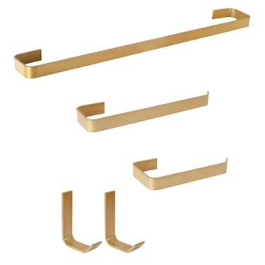 Imagem de Kit de Acessorios para Banheiro 5 Peças 2 Cabides Stander (Dourado)