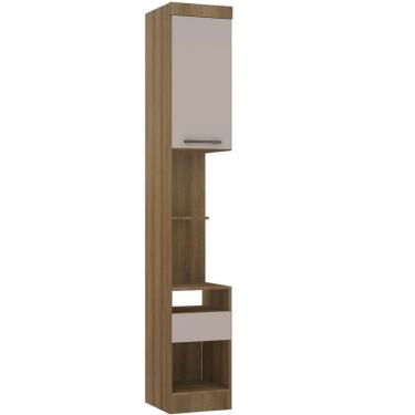 Imagem de Mesa De Cabeceira Alta 38cm 1 Porta E 1 Gaveta Paris Luciane Móveis Avelã Pf Com Cinammon Pf