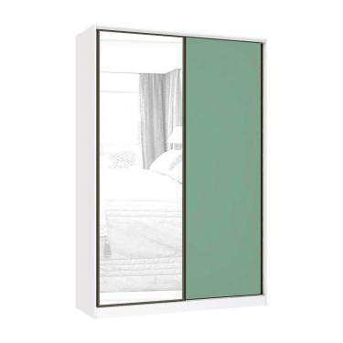 Imagem de Guarda Roupa 2 Portas De Correr 159cm Branco Com Verde Jade