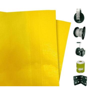 Imagem de Cortina Aviário Amarela 2,60x15 + Kit p/ Instalação - Shoplonas