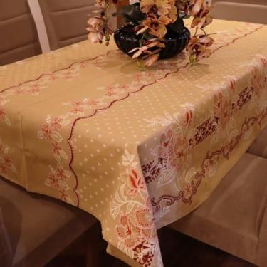 Imagem de Toalha de Mesa de Linhão Elegante e Durável - 4 6 ou 8 Lugares Tecido Sofisticado e Resistente (Fascínio,6 Lugares)