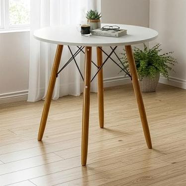 Imagem de Mesa Eiffel Branca Redonda Mdf 70cm Sala D Jantar Pés Palito Wood