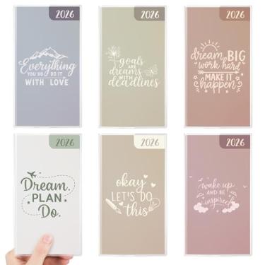 Imagem de ReliThick 6 peças de calendário de bolso 2026 para bolsa, agenda mensal, caderno, pequeno bolso, calendário, cadernos, presente de agradecimento, presente para mulheres, professores, escola