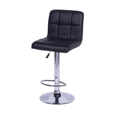 Imagem de Banqueta Giratória Gomos Confort Estofada Em Pu Preta Base Cromada