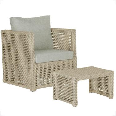 Imagem de Mesa E 1 Poltrona Madri Corda Náutica Estofado 3 Trama Rami