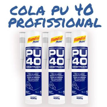 Imagem de Kit C/ 3 Adesivo Selante Poliuretano PU40 Mundial Prime Cinza 400g - M