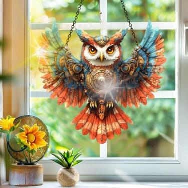 Imagem de Apanhador de sol de acrílico colorido, decoração de janela suspensa de águia, arte de parede de arco-íris, para varanda, interior e exterior, jardim, enfeites de Natal, decoração 19 x 19 cm, CH#11