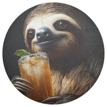 Imagem de Jogo americano preguiça círculo preto conjunto de 1 tapetes de mesa de PVC 38 cm para mesas redondas resistentes ao calor para festa de Natal