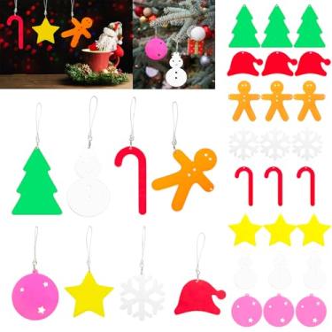 Imagem de ARAGIT 2026 Trends enfeites de decorações de Natal – 24 peças de pingentes de acrílico de Natal incluem floco de neve/bengala/chapéu de Papai Noel/homem de gengibre/estrela/bola redonda/boneco de neve