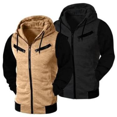 Imagem de kit 2 Jaqueta Hyve De Moletom Com Ziper Bolso Canguru Blusa Lisa Masculino-Masculino