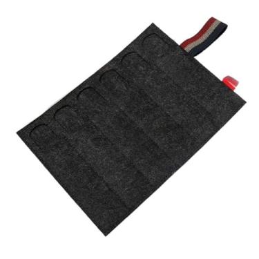 Imagem de Porta-lápis de feltro de peça única, comporta até 6 canetas. Organizador de papelaria elegante para estudantes. Acessório elegante de estudo e escritório, preto.