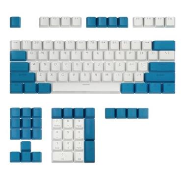 Imagem de Happy Balls Conjunto de teclas PBT retroiluminadas Cherry MX duplo perfil OEM translúcido com puxador de teclas para layout dos EUA 61 87 104 108 MX Switches teclado mecânico (combo azul e branco)