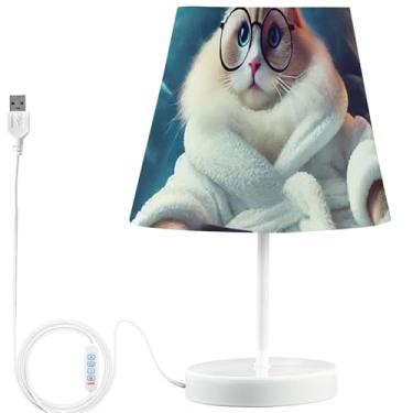 Imagem de TSENQUE Candeeiro de mesa personalizado de animais engraçados, luminárias de cabeceira USB fofas para mesa de cabeceira LED regulável, lâmpada noturna quente para quarto de crianças, gato Ragdoll fofo