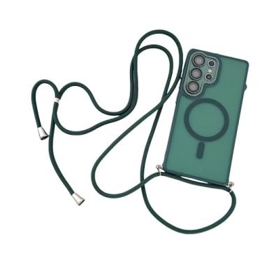 Imagem de Cordão ajustável com cordão para carregamento sem fio e capa protetora de lente para Samsung S25 S23 S24 Ultra S22 Plus, verde escuro, para S25 Ultra