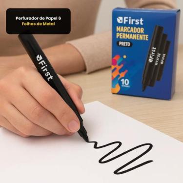Imagem de Kit 10 Marcador Permanente FIRST Preta