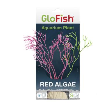 Imagem de GloFish Decoração de aquário de plantas de algas vermelhas, vermelho pequeno, fluorescente sob luz LED azul