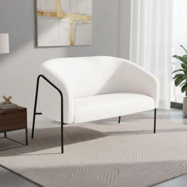 Imagem de Sofá 2 Lugares Namoradeira Stella Base Industrial Alta Preta Sintético D03 - D`rossi Cor Branco