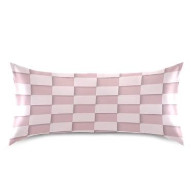 Imagem de Blueangle Fronha de cetim refrescante para cabelo e pele, fronha quadriculada rosa dos namorados, tamanho king 50,8 x 101,6 cm com fecho de envelope (332)