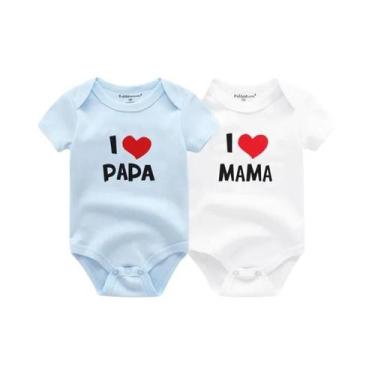 Imagem de Conjunto De 2 Peças De Body De Manga Curta Para Bebê Com Design 'Eu Am