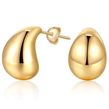 Imagem de FLORA BRINCO FEMININOS FOLHEADO A OURO 18K GOTA (DOURADO, PEQUENO)