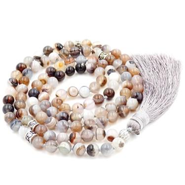 Imagem de malahill Colar de contas mala para mulheres e homens, pulseira mala, colar de contas de oração, pedra preciosa semipreciosa