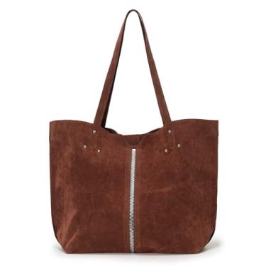 Imagem de ACUARIO Bolsa feminina para trabalho, bolsa acolchoada para viagem e academia, Marrom escuro, Large, Tendência