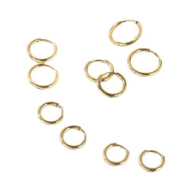 Imagem de Brincos Pequenos De Argola Banhados a Ouro 18K Para Mulheres, 5 Pares 