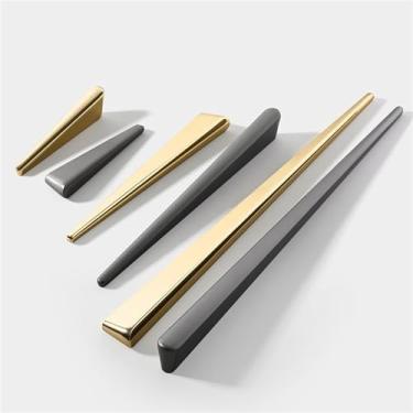 Imagem de Puxadores de armário cinza preto dourado porta e puxador de armário de cozinha gaveta gaveta guarda-roupa ferragens de móveis 1 peça (estilo-A-cinza-96 mm)