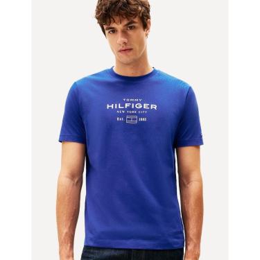 Imagem de Camiseta Tommy Hilfiger Masculina Center New Stack Azul Royal-Masculino