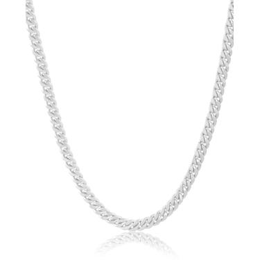 Imagem de Crysmona Colar de corrente de elos cubanos de 7 mm de metal branco banhado a prata para homens e mulheres - Presente para ele, 20 inches, Prata alemã, Sem Pedra Preciosa