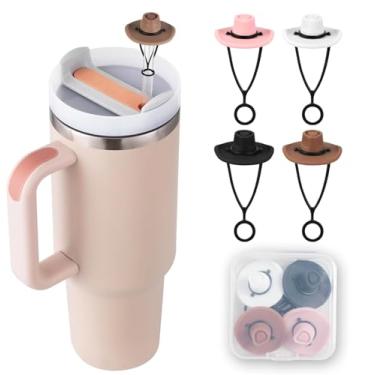 Imagem de Chapéu de caubói topo de palha, chapéu de cowboy de silicone capa de palha compatível com Stanley Cup 30 1,134 g, acessórios de copo para copo de 10 mm 1 cm, melhor presente para firends
