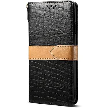 Imagem de KANUZ Capa para iPhone 13/13 Pro/13 Pro Max, Padrão de Crocodilo PU Carteira Flip Case com Slots de Cartão Kickstand Fivela Magnética À Prova de Choque TPU Interior Shell (Cor: Preto, Tamanho: 13pro max 6,7 polegadas)