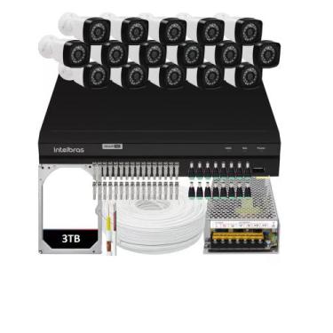 Imagem de Kit Dvr Intelbras 16 Canais H.265 3tb 16 Câmeras Full Hd 20m