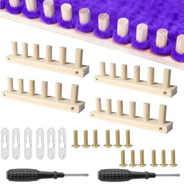 Imagem de Mtuiewo Tear de cobertor grosso de 61 cm com chave de fenda, 2 peças de tear de tricô manual de 30 cm, teares de cobertor para artesanato de fios volumosos, kit de tricô para iniciantes, ajustável e