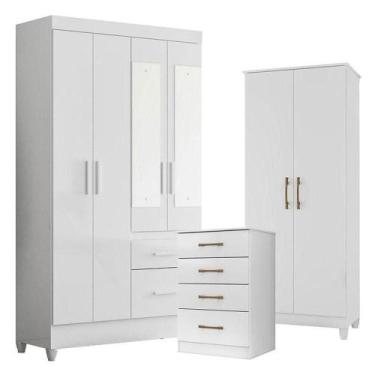 Imagem de Guarda Roupa Com Espelho Infantil Sobral Com Cômoda Ms913 E Armário Mu